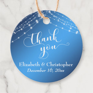 Wedding Thank You Blue Ombre w/ Lights Favour Tags