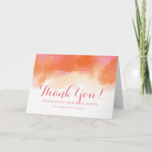 Wedding "Thank you" Blush Pink Coral Watercolor Thank You Card