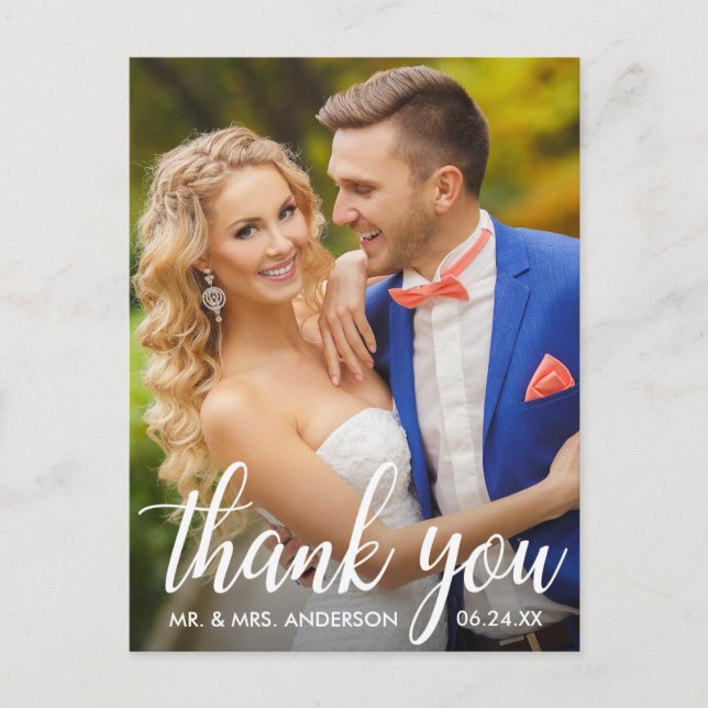 Wedding Thank You Bride and Groom Photo Postcard (Front)