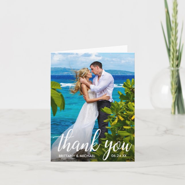 Wedding Thank You Bride Groom Photo Note Card (Front)