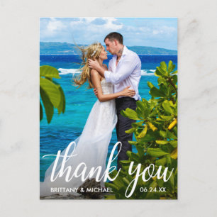 Wedding Thank You Bride Groom Photo Postcard
