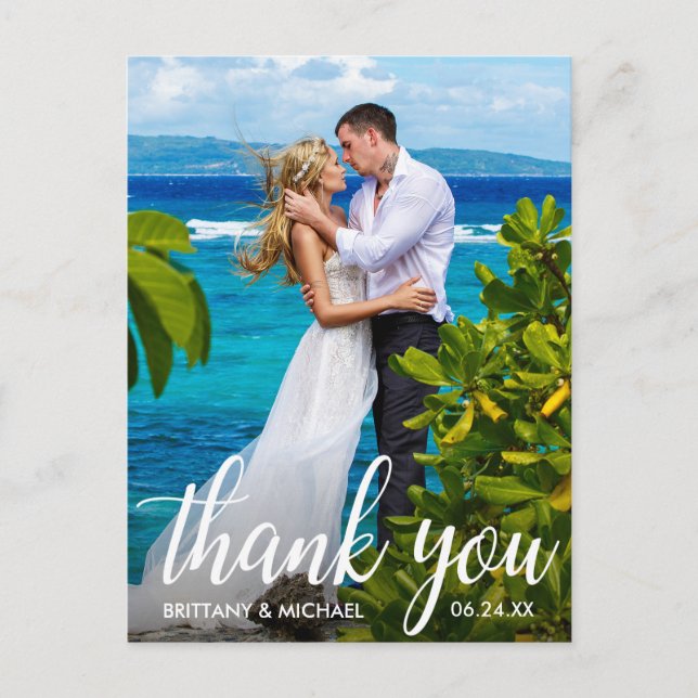 Wedding Thank You Bride Groom Photo Postcard (Front)