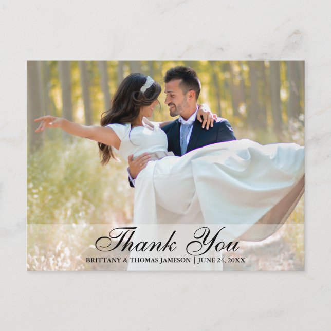 Wedding Thank You Bride & Groom Photo Postcard Sc (Front)