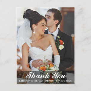 Wedding Thank You Bride & Groom Photo Postcard WL
