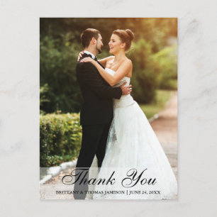 Wedding Thank You Bride & Groom Postcard BW