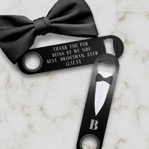Wedding Thank You Bridesman Tuxedo Bottle Opener