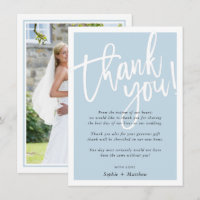 WEDDING THANK YOU brush lettered script duck egg