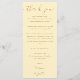 Wedding Thank You Buttercup Yellow Place Card