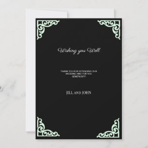 Wedding Thank You Card Black Green