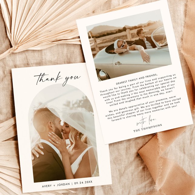 Wedding Thank You Card, Boho Arch Photo Thank You Invitation (Creator Uploaded)