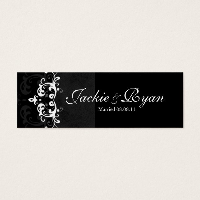 Wedding Thank You Card Bookmark Favour BW (Front)