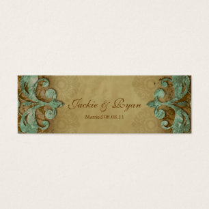 Wedding Thank You Card Bookmark Favour Verdigris