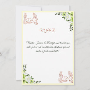 Wedding Thank You Card - Colombes