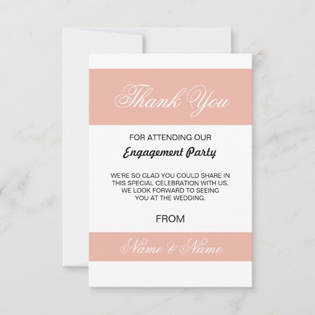 Wedding Thank You Card Coral and White Stripe (Front)