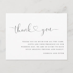 wedding thank you card message heart thank you