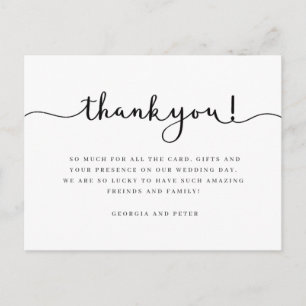 wedding thank you card message script font