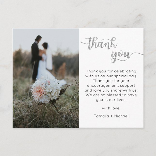Wedding Thank You Card, Modern Script Postcard (Front)