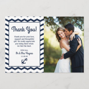 Wedding Thank You Card , Nautical Flat Card