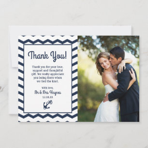 Wedding Thank You Card , Nautical Flat Card