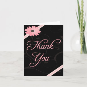 Wedding Thank You Card Pink and Black
