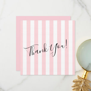Wedding Thank you card. Pink & White Stripe  Card