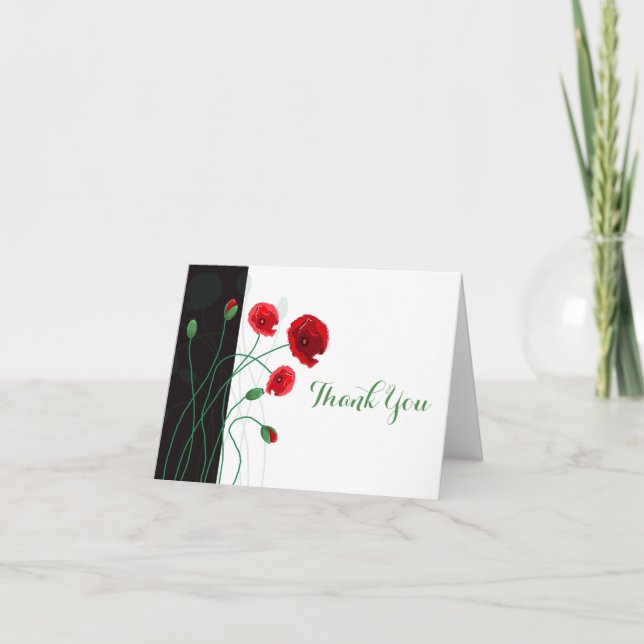 Wedding Thank You Card | Red Poppies (Front)
