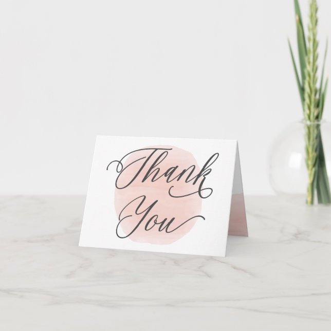 Wedding Thank You Card, Rose Watercolor Circles Card (Front)