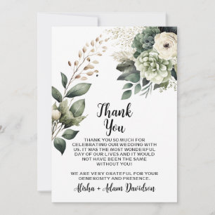 Wedding Thank You Card Sage Green & Blush Floral