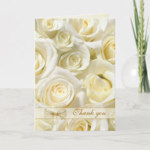 Wedding Thank you Card - white-cream roses