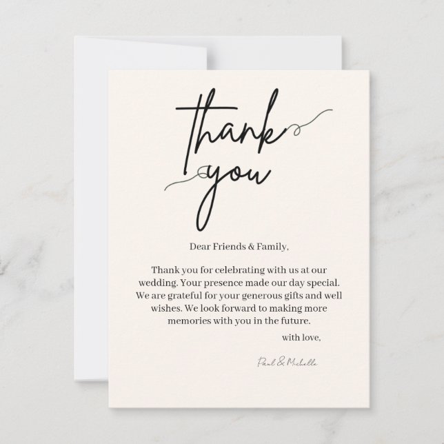Wedding Thank You Card with Personal Note (Front)