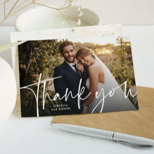 Wedding thank you card with photos