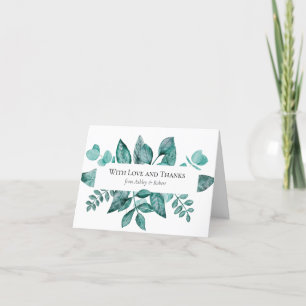 Wedding Thank You Card with Teal Greenery