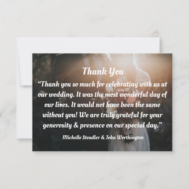 wedding thank you card wording (Front)