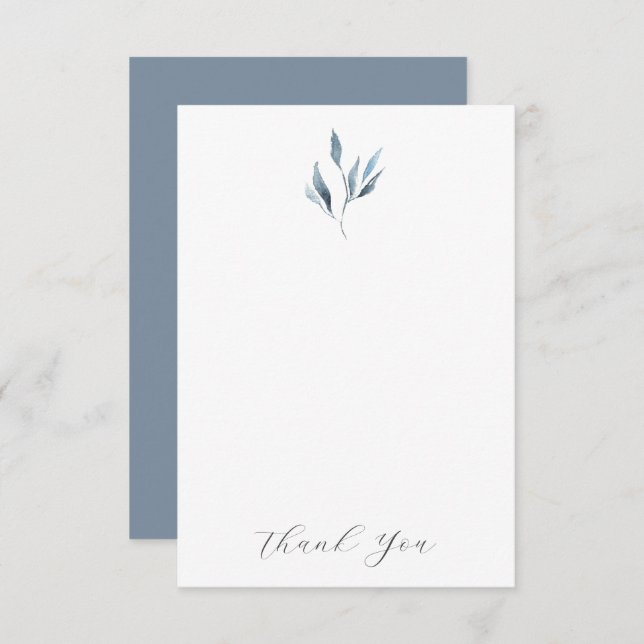 Wedding Thank You Cards Dusty Blue Botanicals (Front/Back)