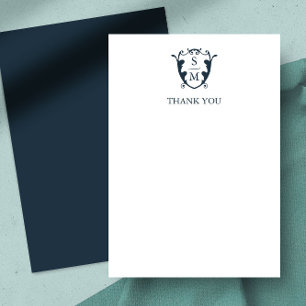 Wedding Thank You Cards Elegant Monogram Crest
