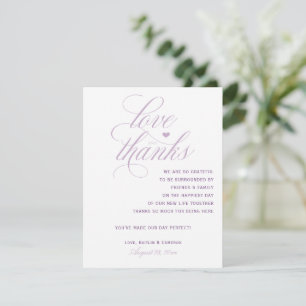 Wedding Thank You Cards for Tables   Lavender