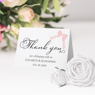 Wedding Thank you Cards   Pink Bow Calligraphy