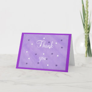 Wedding Thank you cards, purple and white stars Card