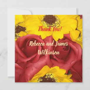 Wedding Thank You Cards red roses sunflower photo
