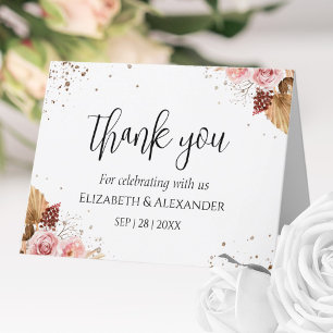 Wedding Thank you Cards   Watercolor Boho Glitter