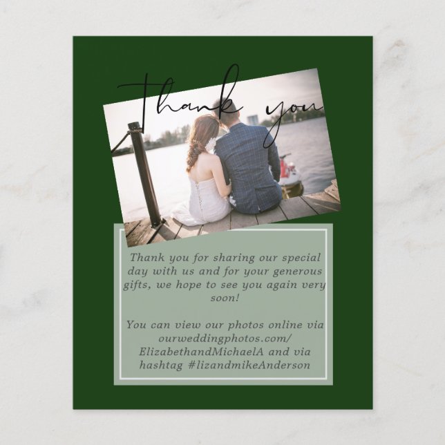 Wedding Thank You Cards With Photo Virtual Digital (Front)