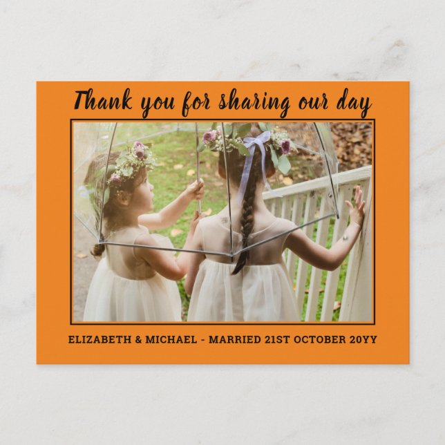 Wedding Thank you Cards With Photo Virtual Digital (Front)