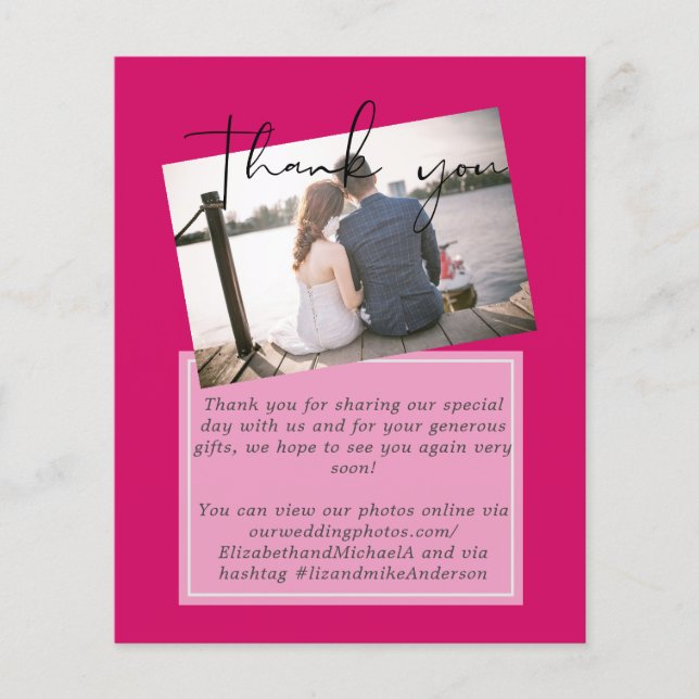 Wedding Thank You Cards With Photo Virtual Digital (Front)