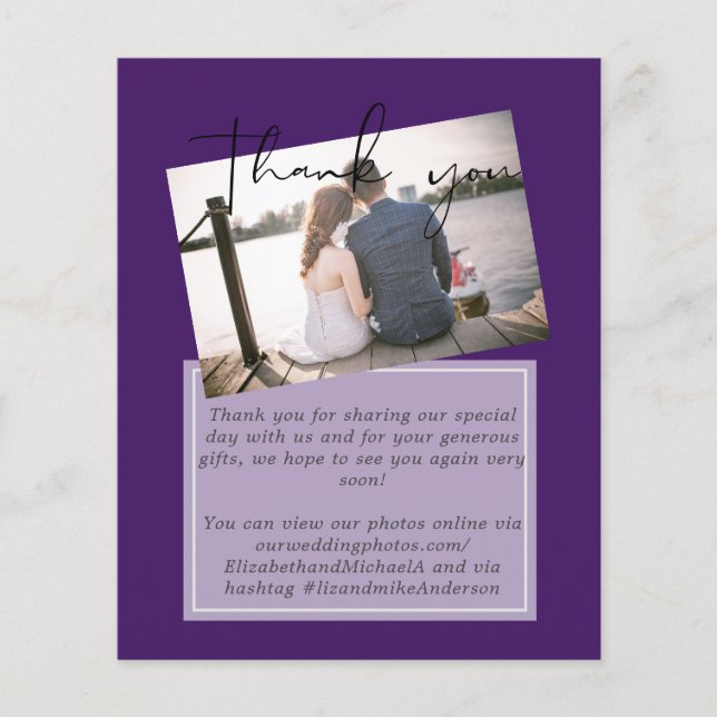 Wedding Thank You Cards With Photo Virtual Digital (Front)