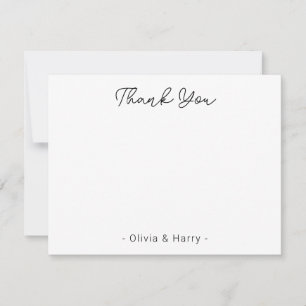 Wedding Thank You Chic Modern White Flat Note Card