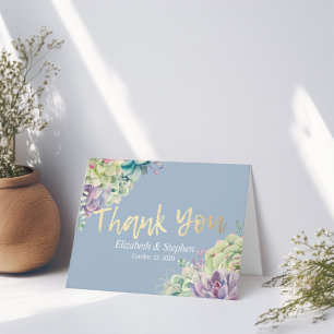 Wedding Thank You Chic Watercolor Succulent Plants