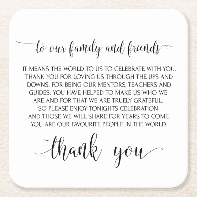 Wedding Thank You Coasters (Front)