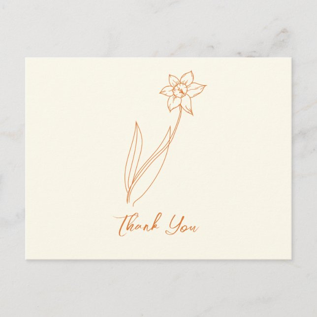 Wedding Thank You Daffodil Postcard (Front)