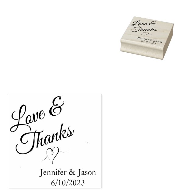 Wedding Thank You Decorative Heart  Rubber Stamp (Stamped)