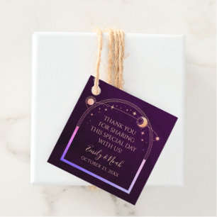 Wedding Thank You Deep Plum Rainbow Sun Moon Stars Favour Tags